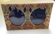 Vintage Liberty gepolsterter Stoff Doppel Oval Foto Bilderrahmen Boho Wohndeko EX