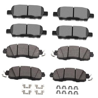  Brake Pads Kits Front Semi-Metal Rear Ceramic 8pcs Front D1650 & Rear D1393