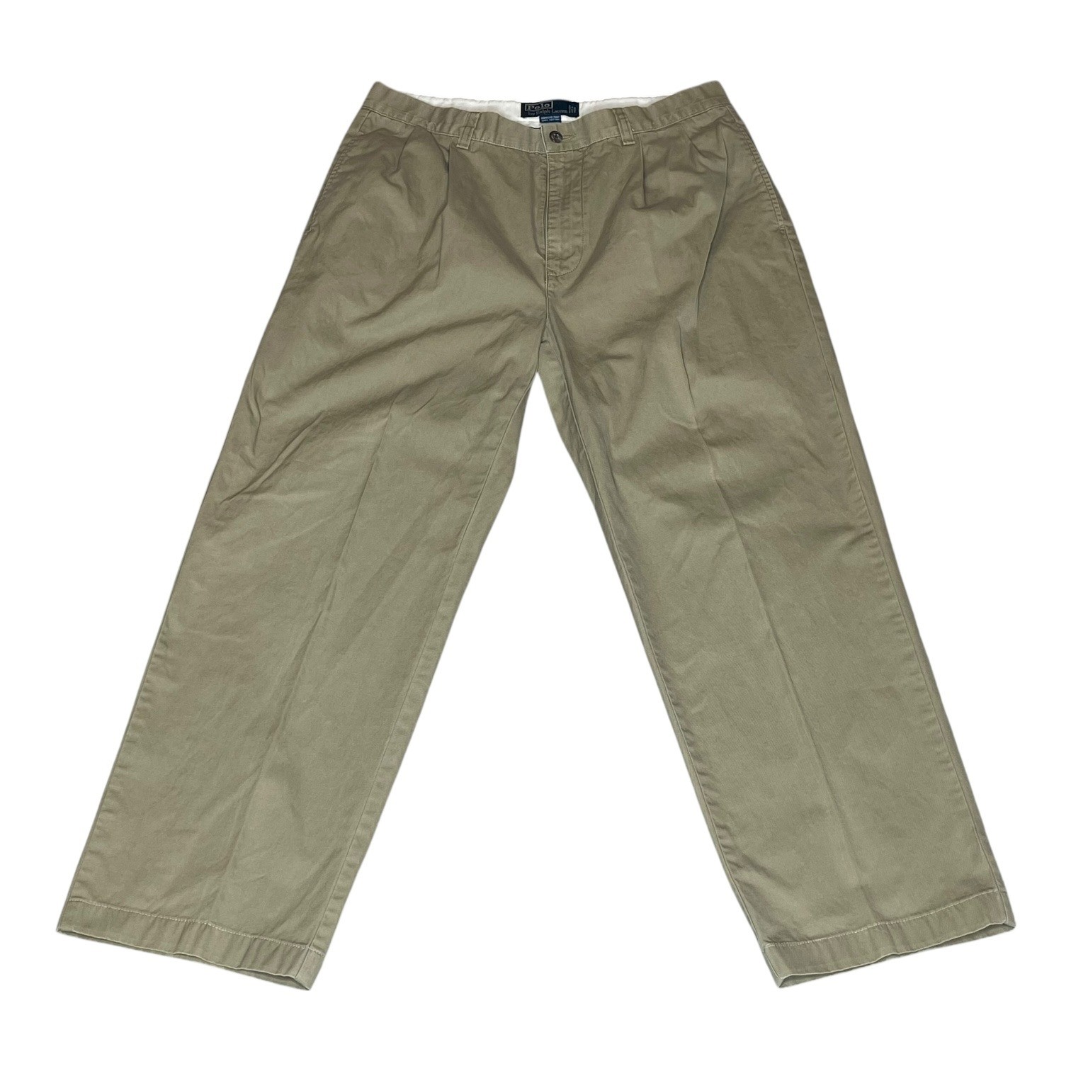 Vintage Y2K Polo Ralph Lauren Hammond Pant Khaki Cotton Pleated Olive Mens 32x27