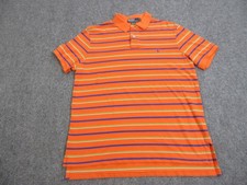Vintage Polo Ralph Lauren Polo Shirt Mens XL Orange Stripe Custom Fit Pique