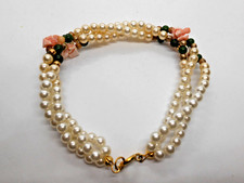 Little Girl's Bracelet-Faux Pearls and Roses