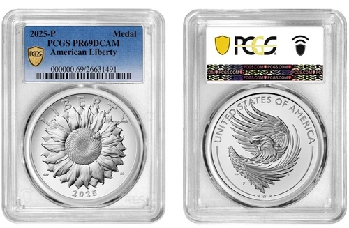 2025 P Silver American Liberty Medal PCGS PR69DCAM Gold Shield