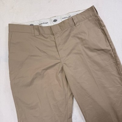 Men's Dickies Beige Loose Straight Casual Pants Side Pocket 44x30