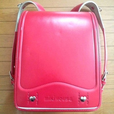 Mini House Red Pink Heart Randoseru Backpack, Used, School Bag