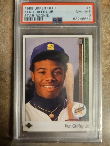 1989 Upper Deck Star Rookie Ken Griffey Jr #1 (RC) PSA 8