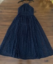 VERA WANG Womens Size 6 Criss Cross Back Lace Dress, Midi, Navy