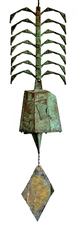 36" Soleri Cosanti Brutalist Bronze Metal Sculpture Wind Bell Chime Vtg Rare Mcm