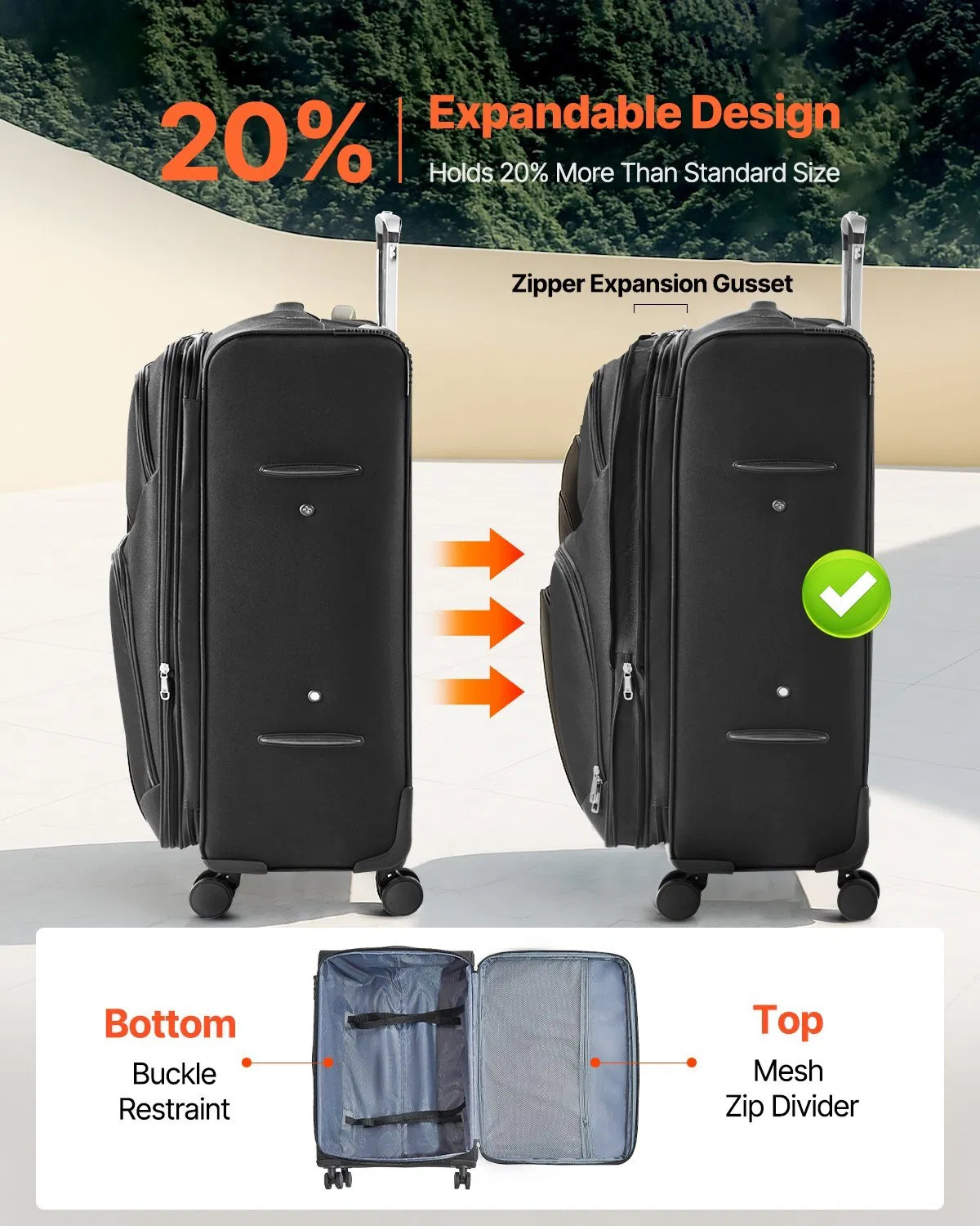 Softside Expandable Luggage with Spinner Wheels, 28-Inch Softside Checked Large