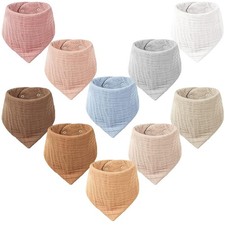 10 PCS Muslin Baby Bibs Bandana Drool 100 Cotton Unisex Teething Drooling