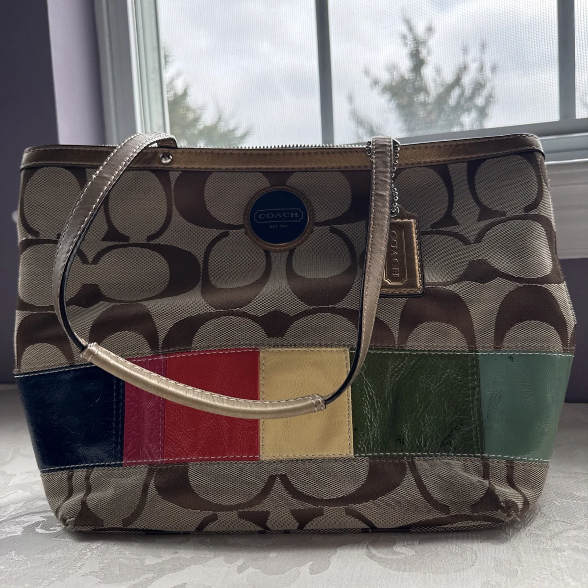 希少　COACH LEGACY STRIPE multi color バッグ 25+ Coach Legacy Striped Medium Bags & Handbags for Women for sale