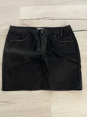 T42 XL : Jupe Jean Enduit Noir CACHE CACHE - Photo 1/4