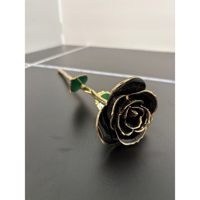 Zichao Unisex 24k Gold Dipped Rose 11'' Black Lacquer Trimmed Decorative Flower