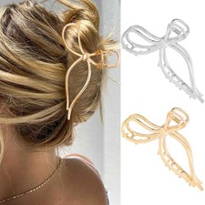 Gold Bow Claw Clips Metal Hair Clips Medium Hair Claw Clip Fashion Hair Acces...