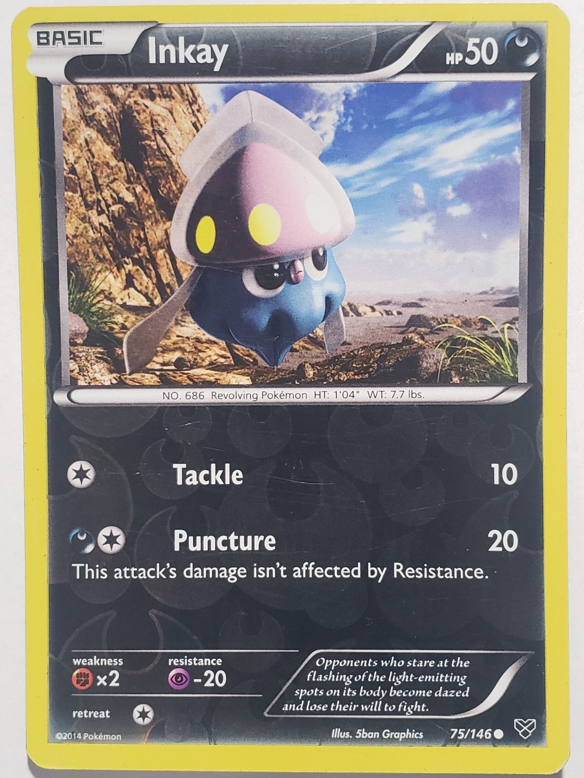 REVERSE HOLO Inkay 75/146 PL / LP - XY Base Set Pokemon Card - $2 Combined Ship