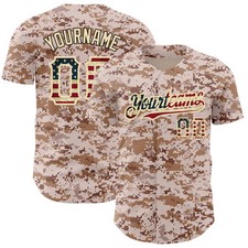Name & Number Custom Camo USA Flag-City Cream Camouflage Baseball Jersey