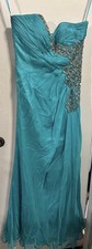Morrell Maxie Turquoise Embellished Formal Gown Beaded Bodice Size 6