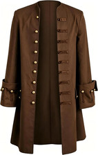 Men's Pirate Coat Jacket Medieval Costume Halloween Cosplay Jacket Large Size