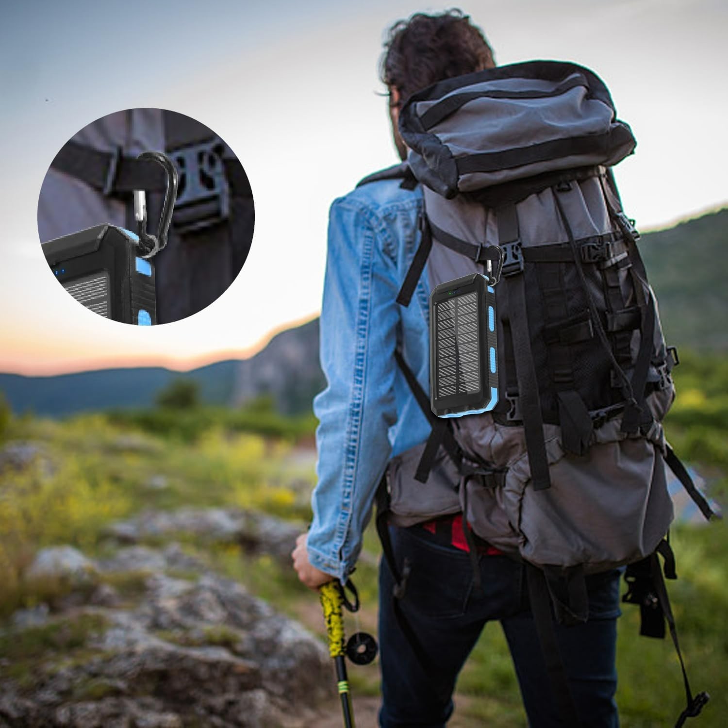 Solar Charger, 20000mAh Portable Type-C Solar Power Bank with 4 Cables, Water...