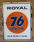 Vintage Royal Union 76 Gasoline Pump Porcelain Enamel Metal Sign Gas Oil 18x14
