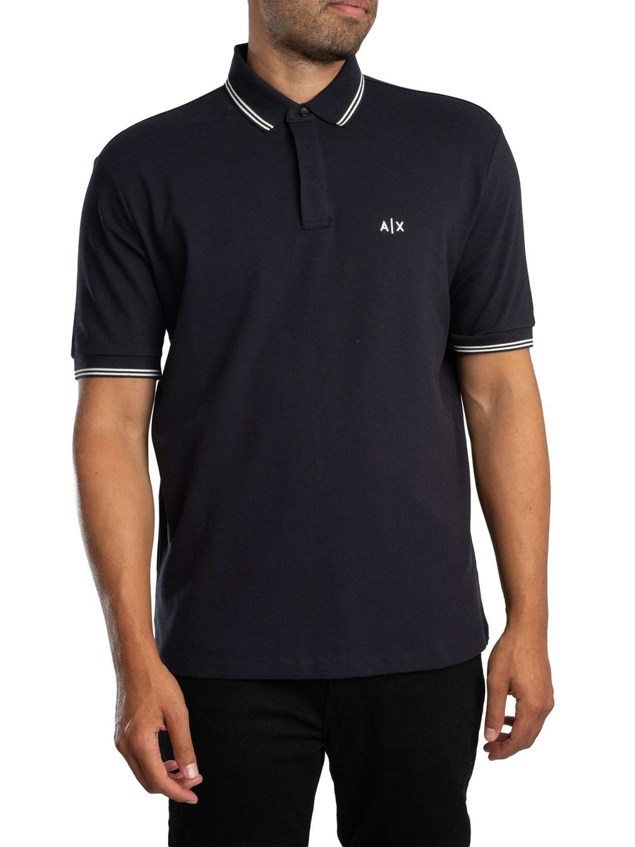 Armani Exchange Men's Collar Line Logo Polo Shirt, Blue | eBay
