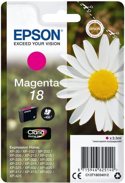 Original Epson Tintenpatrone T1803 Magenta Rot GäNseblüMchen Serie T18 Blume-image