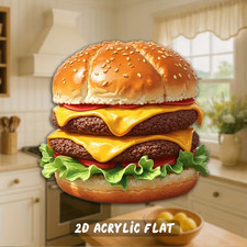 Cheeseburger Fridge Magnet Burger Melted Cheese Kitchen Decor Food Lover Gift uk