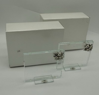 Set Of 2x Debora Carlucci Wedding Collection Glass Picture Frame Crystal Flower