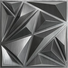 33 Pack 3D Wall Panels 12"x12" Brushed Silver Diamond Design for Home Decor BEST