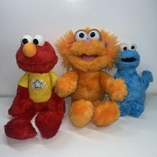 Lot of 3 Sesame Street Characters Elmo Taking , Zoe,  Cookie Monster Plush