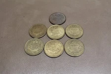 Showbiz Pizza Place Brass Coin Play 7 Tokens - 1980's Rare Vintage Collectible