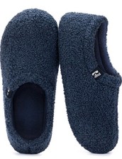 New RockDove Women's Teddy Fleece Closed Back Indoor Slipper - Navy - Size 9-10