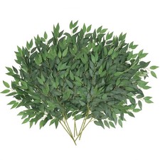 24pcs Italian Ruscus Greenery Stems, 27.6in Artificial Green Leaf Garland Vin...