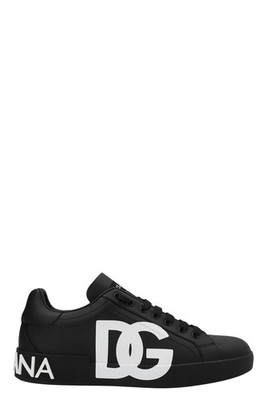 DOLCE&GABBANA Portofino Black Leather Sports Sneakers New & Authentic