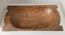 Carved Wooden Dough Bowl Primitive Wood Trencher Tray Rustic Home Decor 20  