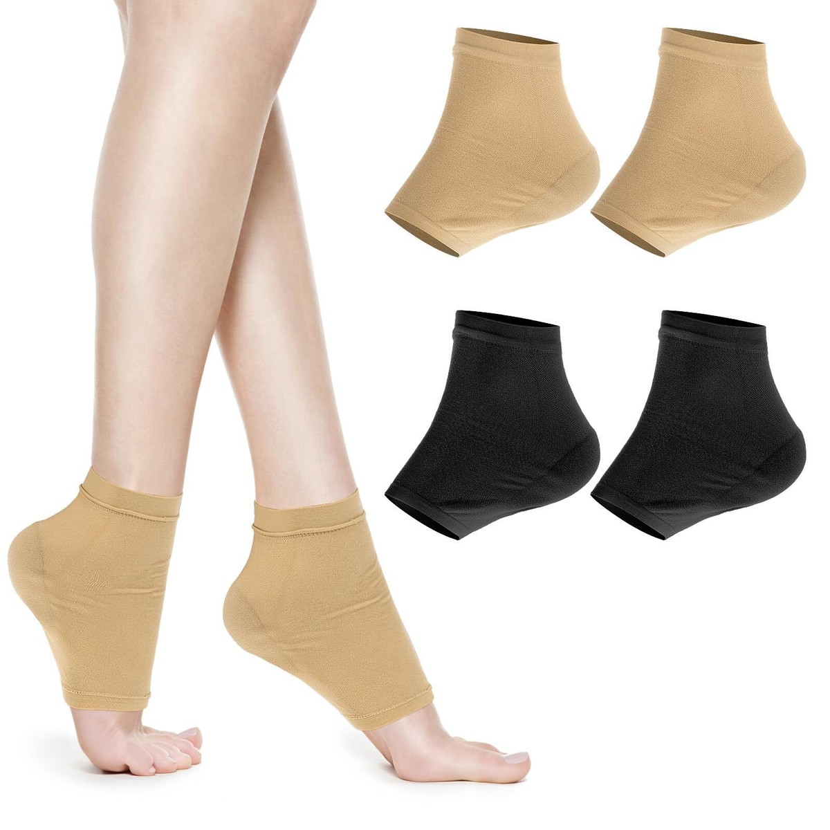 2Pairs Moisturizing Gel Heel Socks Toeless Spa Sock for Foot Care Treatment