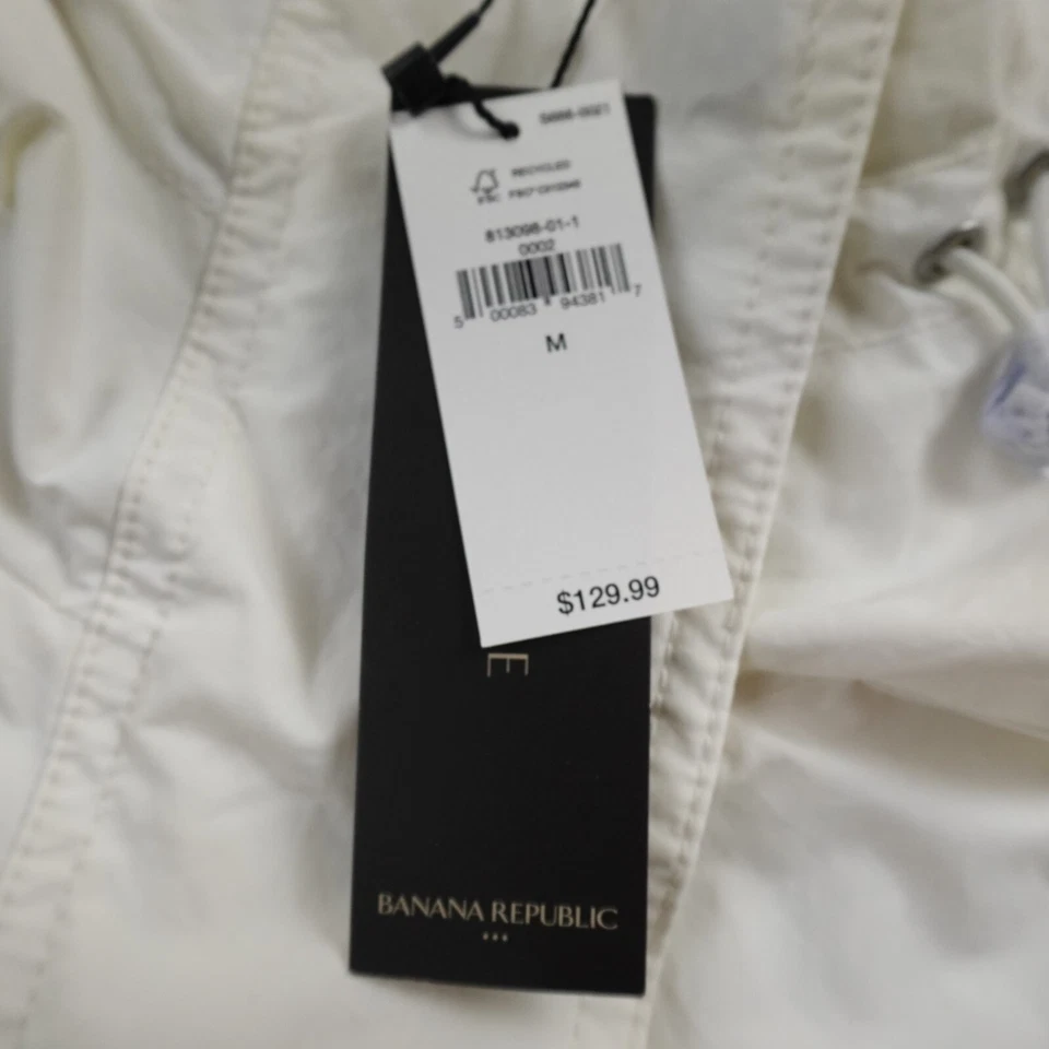 NUEVA Chaqueta Banana Republic Mujer M Blanca Resistente al Agua Cortavientos Abrigo de Lluvia Foto 2 de 4
