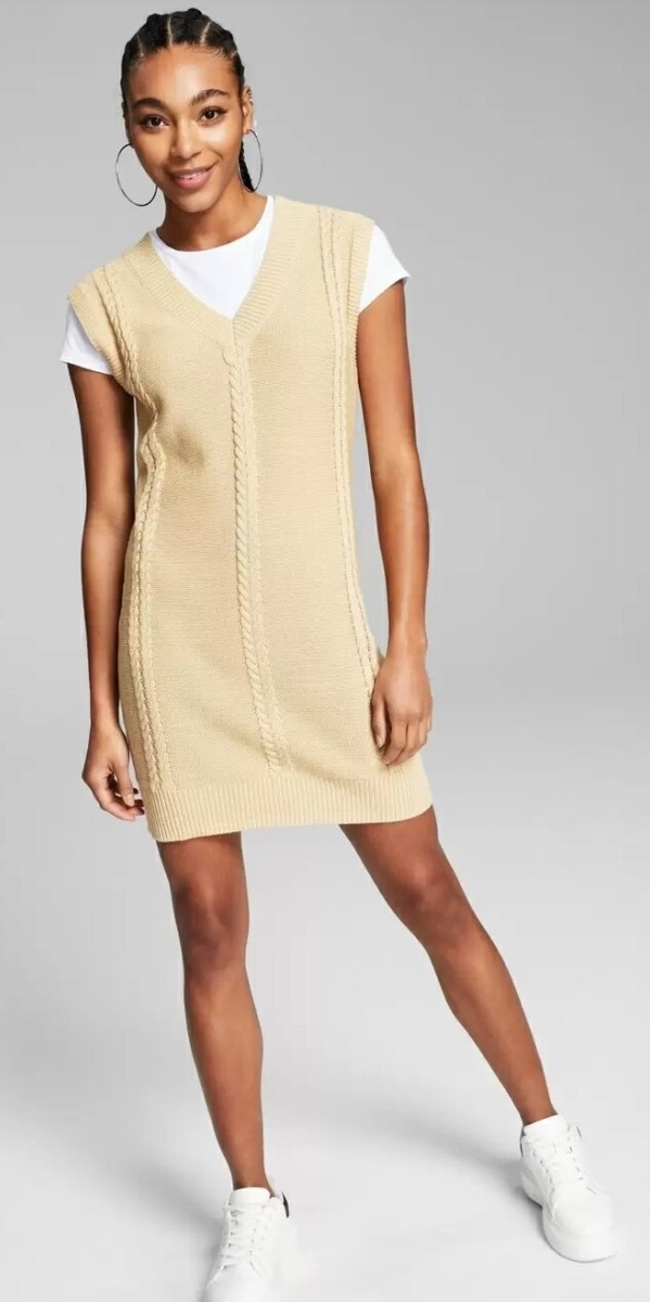 brown sweater vest dress And Now This Sweater Vest Dress - Camel