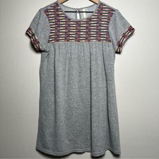Uncle Frank Anthropologie Women Dress XS Gray Shirt Boho Embroidered Peasant