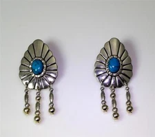Beautiful VTG Wheeler Mfg Co Sterling Silver & Turquoise Pendant Earrings – 8224