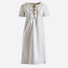 NWT Womens Size XS J. Crew Heather Gray Short Sleeve Lace Up Knit Mini Dress
