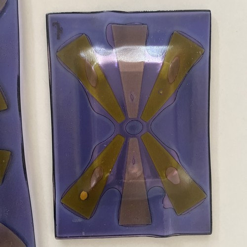 Vintage Higgins Fused Glass Siamese Purple Set Of Three Trays Mid Century Modern - Picture 7 of 12