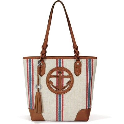 Brighton Captain Tote Anchor Leather & Canvas Style: H55008 MSRP $375 NWT