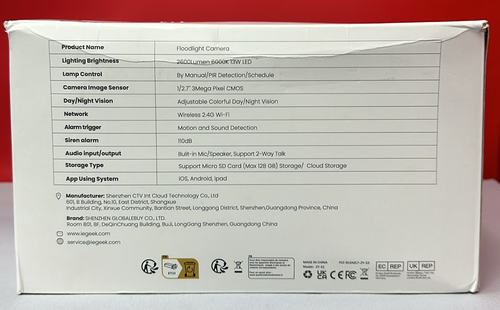 ieGeek 2K Caméra Projecteur de Sécurité 2600lm 2 Voies Audio IP65 Alarme 6000K ZY-E1 - Photo 9/10
