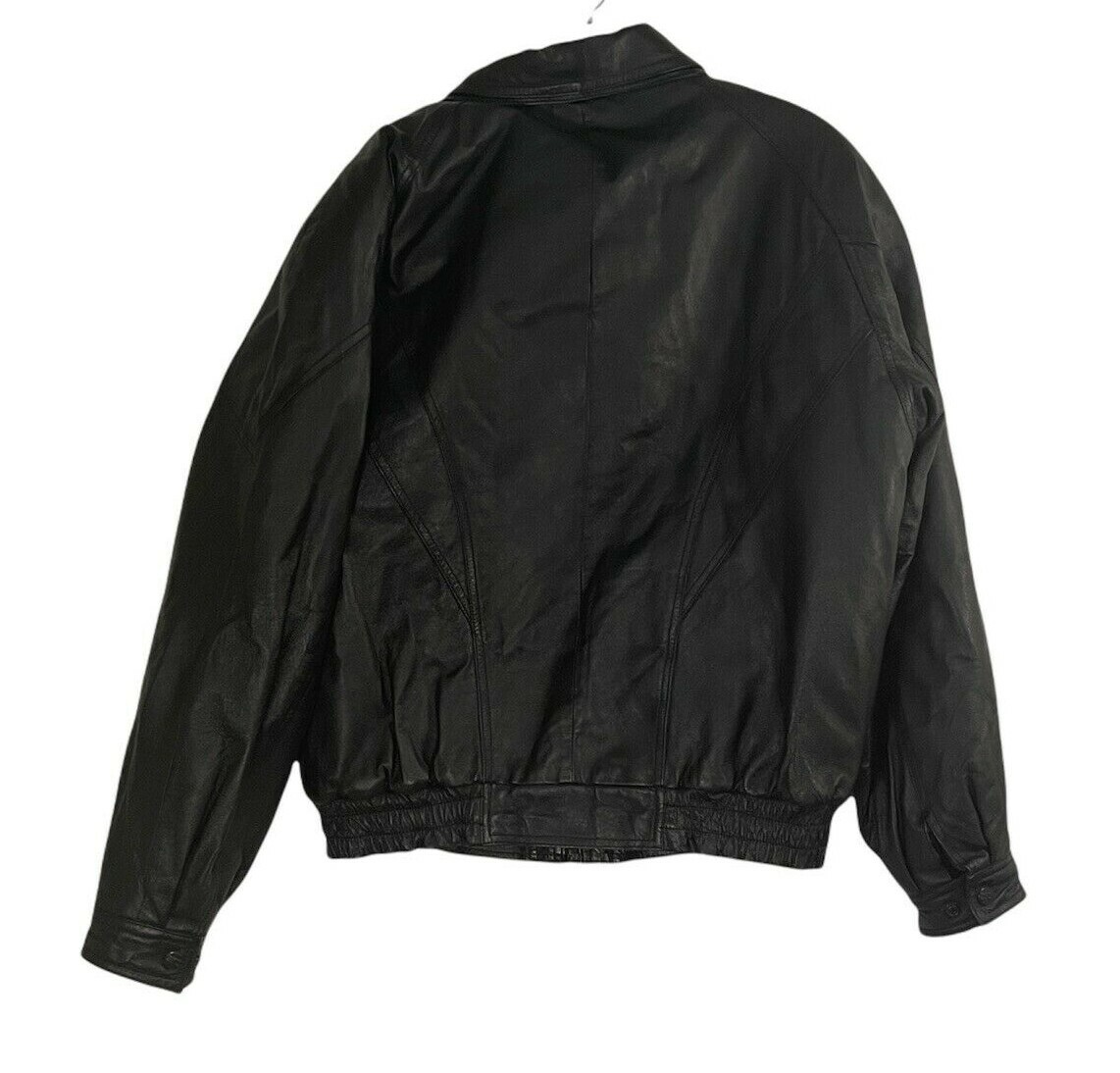 Mens Black Leather Bomber Jacket Sz S Vintage Phase Two Motorcycle