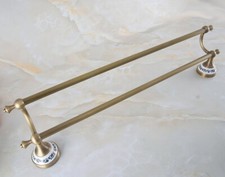 Antique Brass Wall Mounted Bathroom Double Towel Bar Towel Rack Rails 2ba772