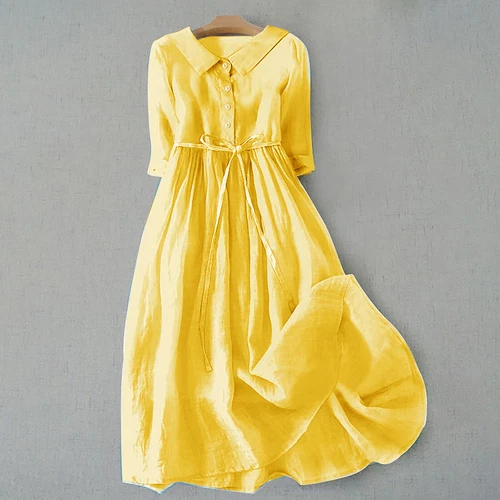 ¡Vestidos largos informales para mujer con botones de lino de algodón vestido caftán talla grande! - Imagen 14 de 35