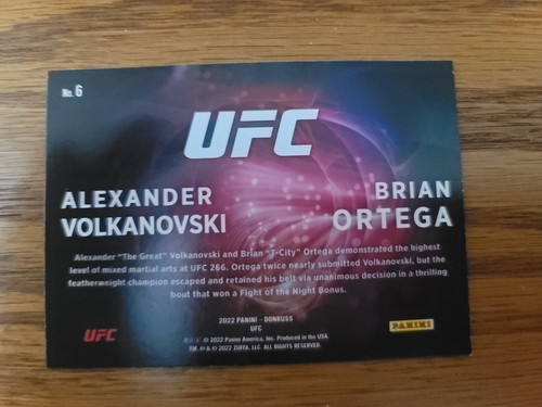 2022 DONRUSS UFC DUOS #6 ALEXANDER VOLKANOVSKI / BRIAN ORTEGA - Foto 2 di 2