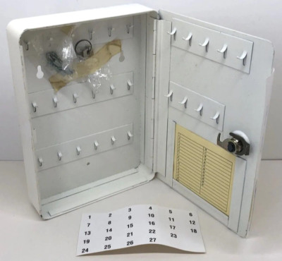 SICHERER SCHLÜSSELSCHRANK SCHWER STAHL 27 HAKEN 2 SCHLÜSSEL WANDMONTAGE - NEU