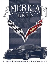 Corvette - American Bred Tin Sign- 12-1/2"W x 16"H, Made in USA #DE-2369