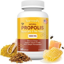 Bee Pollen Propolis Royal Jelly Extract with Carob, Pure Immune Support...
